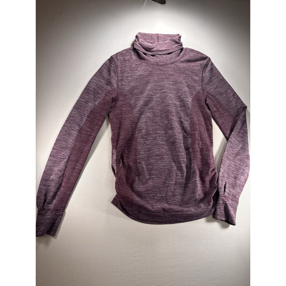 Lululemon 8 Women's Wooly Wonder Wool Turtleneck Ruched Top Burgundy